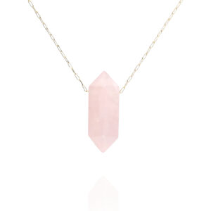 Naszyjnik z kamieniem kwarc różowy grot
