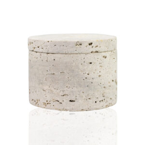 Okrągłe pudełko z trawertynu