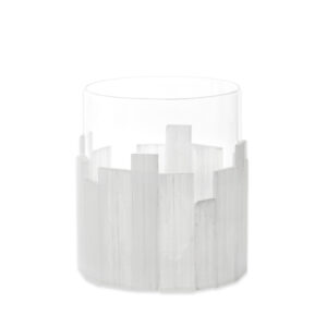 Wazon szklany ozdobny z naturalnym selenitem