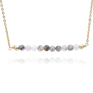 Naszyjnik z kamieniem kwarc z turmalinem kuleczki